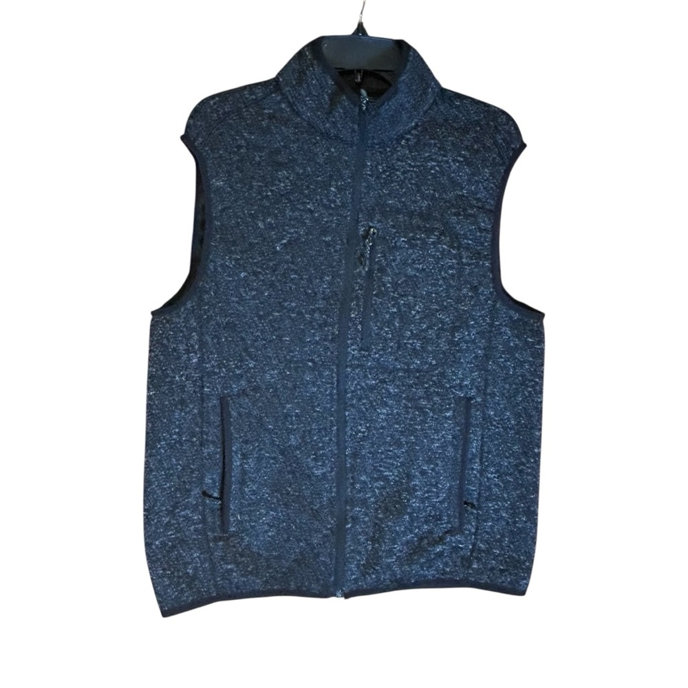 Free Country Men’s Fleece Vest Full Zip Gray Black Medium Cozy Layer Outdoor